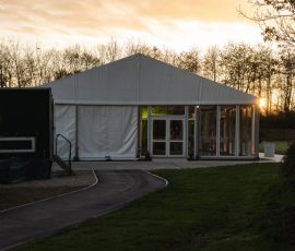 Elegant event styling inside Meadow Tree Marquee