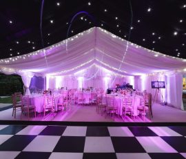 Event setting at Meadow Tree Marquee in the Kent countryside