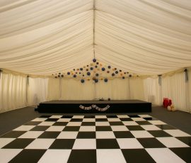 Meadow Tree Marquee prepared for a wedding or celebration