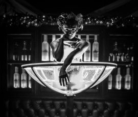 Black and white martini glass at Meadow Tree Marquee